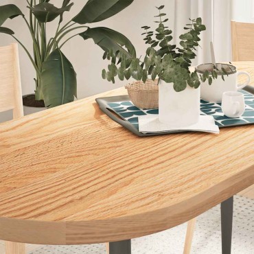 vidaXL Επιτραπέζια επιφάνεια 140x60x4cm από Μασίφ Ξύλο Δρυός Οβάλ