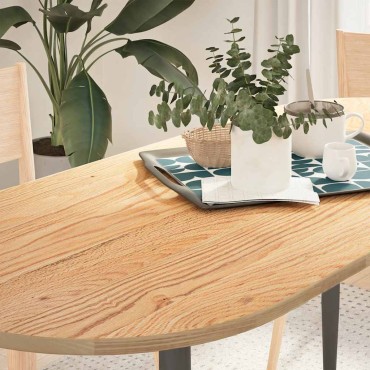 vidaXL Επιτραπέζια επιφάνεια 140x60x2cm από Μασίφ Ξύλο Δρυός Οβάλ