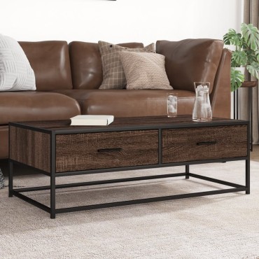 vidaXL Τραπεζάκι Σαλονιού Καφέ Δρυς 100x50x35cm Επεξ. Ξύλο/Μέταλλο 1 τεμ.