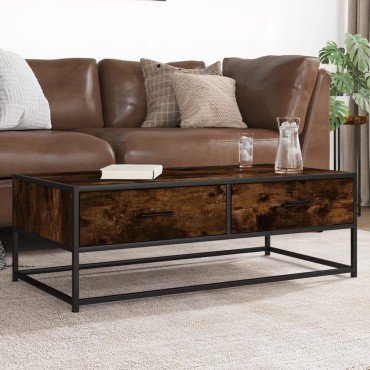 vidaXL Τραπεζάκι Σαλονιού Καπνιστή Δρυς 100x50x35cm Επ. Ξύλο/Μέταλλο 1 τεμ.