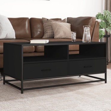 vidaXL Τραπεζάκι Σαλονιού Μαύρο 100x50x45cm Επεξ. Ξύλο & Μέταλλο 1 τεμ.