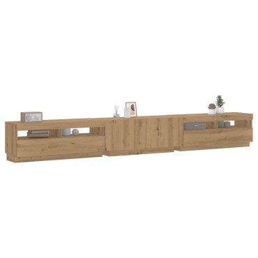 vidaXL Έπιπλο Τηλεόρασης με LED Αρτισιανή Δρυς 300x35x40cm Επεξ.Ξύλο