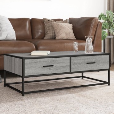 vidaXL Τραπεζάκι Σαλονιού Γκρι Sonoma 100x50x35cm Επεξ. Ξύλο/Μέταλλο 1 τεμ.