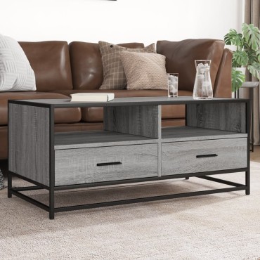 vidaXL Τραπεζάκι Σαλονιού Γκρι Sonoma 100x50x45cm Επεξ Ξύλο + Μέταλλο 1 τεμ.