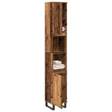 vidaXL Ντουλάπι μπάνιου Παλιό ξύλο 30x30x190cm Κατασκευασμένο ξύλο 1 τεμ.