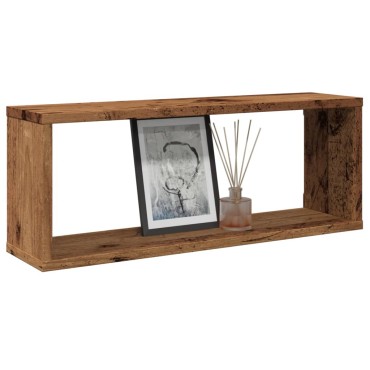 vidaXL Ράφια Κύβοι Τοίχου 2 τεμ. Παλιό Ξύλο 60x15x23cm Μοριοσανίδα