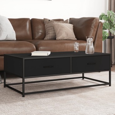 vidaXL Τραπεζάκι Σαλονιού Μαύρο 100x50x35cm από Επεξ. Ξύλο/Μέταλλο 1 τεμ.