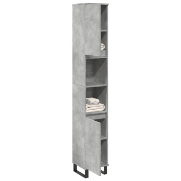 vidaXL Ντουλάπι Μπάνιου Γκρι Σκυροδέματος 30x30x190cm Επεξ. Ξύλο 1 τεμ.