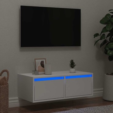 vidaXL Έπιπλο Τηλεόρασης με LED Λευκό 75x35,5x25cm