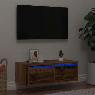 vidaXL Έπιπλο Τηλεόρασης με LED Όψη Παλαιού Ξύλου 75x35,5x25cm