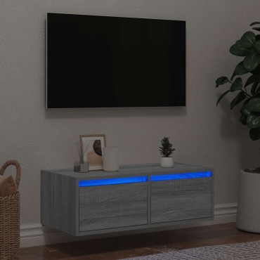 vidaXL Έπιπλο Τηλεόρασης με LED Γκρι Sonoma 75x35,5x25cm