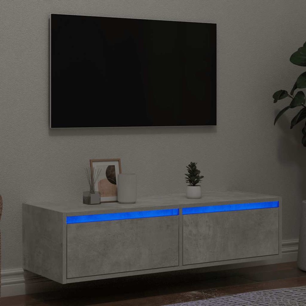 vidaXL Έπιπλο Τηλεόρασης με LED Γκρι Σκυροδέματος 100X35,5x25cm