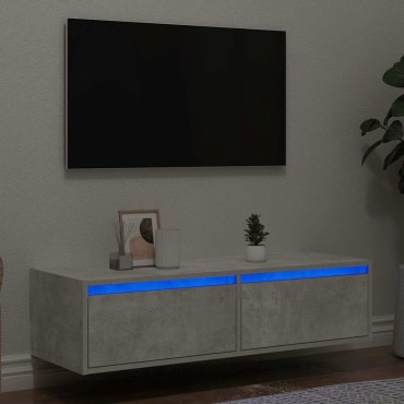 vidaXL Έπιπλο Τηλεόρασης με LED Γκρι Σκυροδέματος 100X35,5x25cm