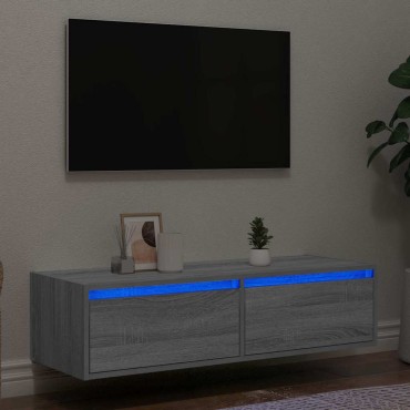 vidaXL Έπιπλο Τηλεόρασης με LED Γκρι Sonoma 100X35,5x25cm