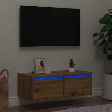 vidaXL Έπιπλο Τηλεόρασης με LED Τεχνίτης βελανιδιά 75x35,5x25cm
