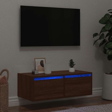 vidaXL Έπιπλο Τηλεόρασης με LED Καφέ Δρυς 75x35,5x25cm