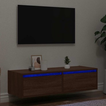 vidaXL Έπιπλο Τηλεόρασης με LED Καφέ Δρυς 100X35,5x25cm