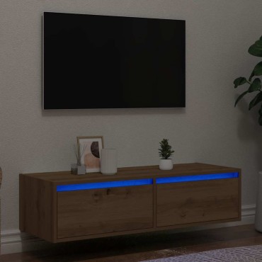 vidaXL Έπιπλο Τηλεόρασης με LED Τεχνίτης βελανιδιά 100X35,5x25cm