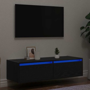 vidaXL Έπιπλο Τηλεόρασης με LED Μαύρη βελανιδιά 100X35,5x25cm