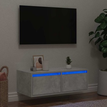 vidaXL Έπιπλο Τηλεόρασης με LED Γκρι Σκυροδέματος 75x35,5x25cm