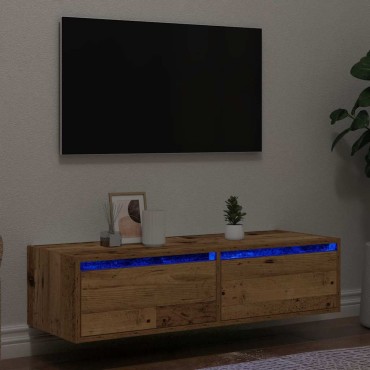 vidaXL Έπιπλο Τηλεόρασης με LED Όψη Παλαιού Ξύλου 100X35,5x25cm