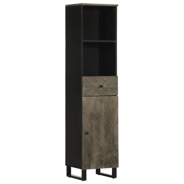 vidaXL Ντουλάπι Μπάνιου Μαύρο 38x33x160cm από Μασίφ Ξύλο Μάνγκο