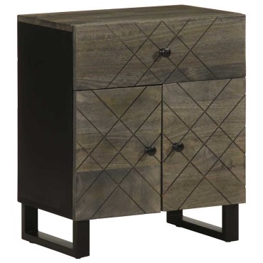 vidaXL Κομοδίνο Μαύρο 50x33x60cm από Μασίφ Ξύλο Μάνγκο 1 τεμ.