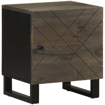 vidaXL Κομοδίνο Μαύρο 40x33x46cm από Μασίφ Ξύλο Μάνγκο 1 τεμ.