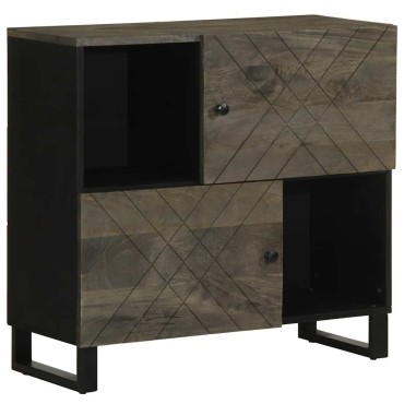 vidaXL Σκευοθήκη Μαύρο 80x33x75cm μασίφ ξύλο Μάνγκο