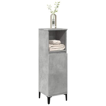 vidaXL Ντουλάπι Μπάνιου Γκρι Σκυροδέματος 30x30x100cm Επεξ. Ξύλο 1 τεμ.