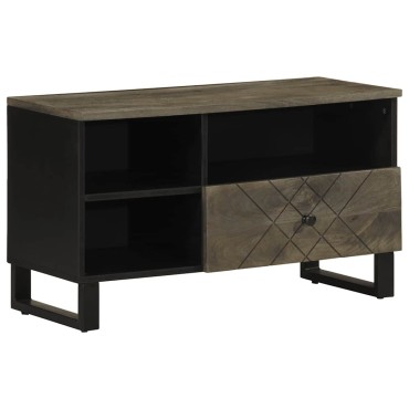 vidaXL Έπιπλο Τηλεόρασης Μαύρο 80x33x46cm από Μασίφ Ξύλο Μάνγκο 1 τεμ.