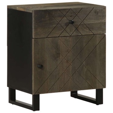 vidaXL Κομοδίνο Μαύρο 50x33x60cm από Μασίφ Ξύλο Μάνγκο 1 τεμ.