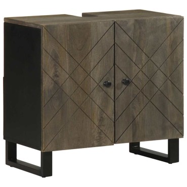 vidaXL νιπτήρας ντουλάπι μαύρο 62x33x58cm μασίφ ξύλο Μάνγκο