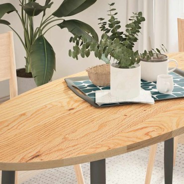vidaXL Επιτραπέζια επιφάνεια 140x60x2cm από Μασίφ Ξύλο Δρυός Οβάλ