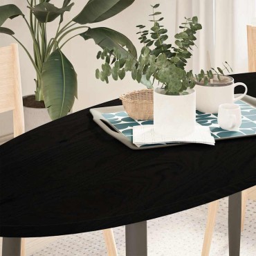 vidaXL Επιτραπέζια επιφάνεια Σκούρο Καφέ 140x60x2cm Ξύλο Δρυός Οβάλ