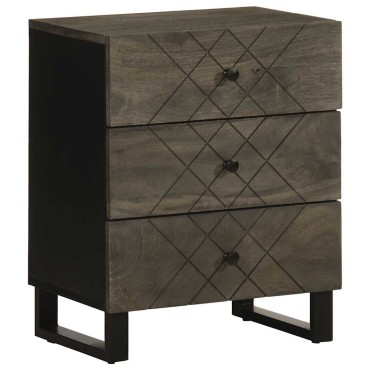 vidaXL Κομοδίνο μαύρο 50x33x62cm μασίφ ξύλο Μάνγκο 1 τεμ.