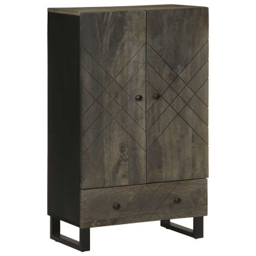 vidaXL Ντουλάπι Μαύρο 60x33x110cm από Μασίφ Ξύλο Μάνγκο 1 τεμ.
