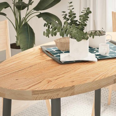 vidaXL Επιτραπέζια επιφάνεια 120x60x4cm από Μασίφ Ξύλο Δρυός Οβάλ