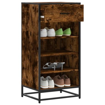 vidaXL Παπουτσοθήκη Καπνιστή Δρυς 48x38x97,5cm Επεξεργασμένο Ξύλο
