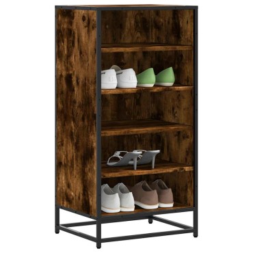 vidaXL Παπουτσοθήκη Καπνιστή Δρυς 48x38x97,5cm Επεξεργασμένο Ξύλο