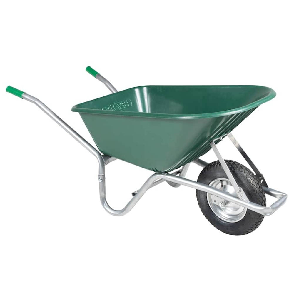 vidaXL Καροτσάκι πράσινο 90 L 150 kg από γαλβανισμένο χάλυβα πλαστικό