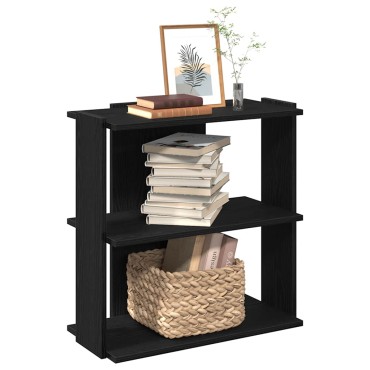 vidaXL Βιβλιοθήκη 3 Επιπέδων Μαύρη 60x30x80cm από Επεξεργ. Ξύλο 1 τεμ.