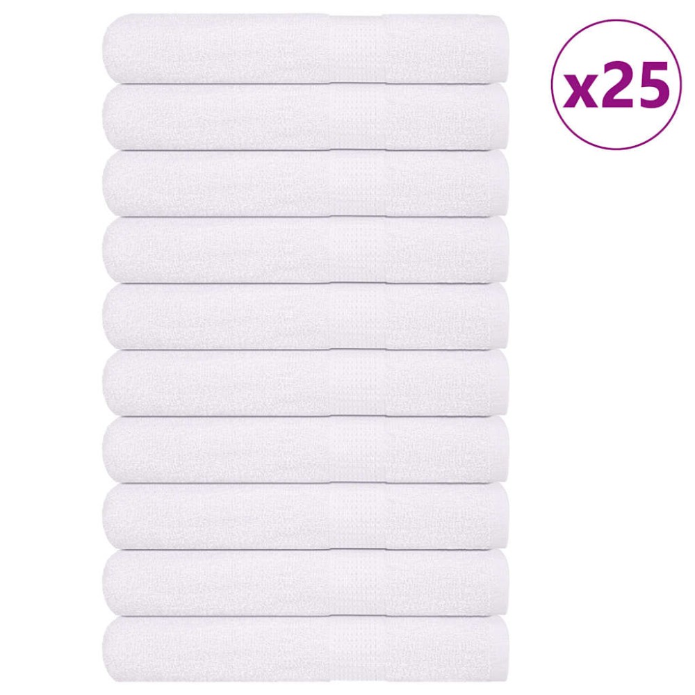 vidaXL Πετσέτες 25 τεμάχια Λευκό 100x200 εκ. 360 γρ/μ² 100% βαμβάκι