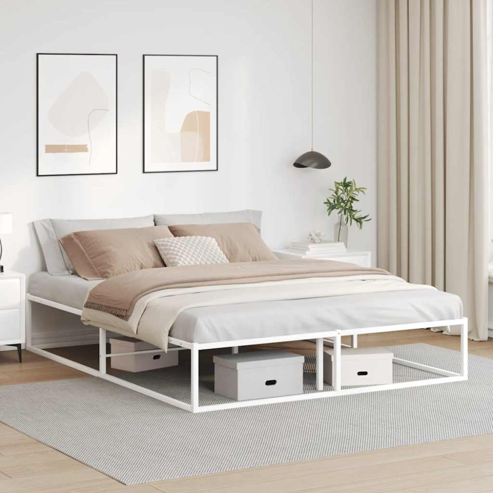 vidaXL Πλαίσιο κρεβατιού χωρίς στρώμα Λευκό 160x200 cm Μεταλλικό