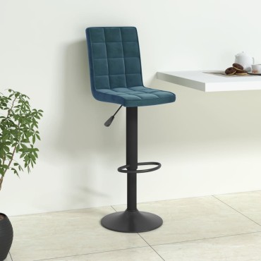 vidaXL Σκαμπό Μπαρ Μπλε Βελούδινο 40x52x(102,5-124,5)cm 1 τεμ.