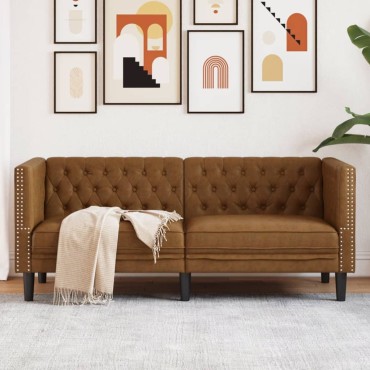 vidaXL Καναπές Chesterfield 2-θέσιος Καφέ δέρμα Faux Suede καφέ 174x74,5x70,5cm