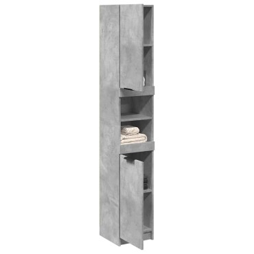 vidaXL Ντουλάπι Μπάνιου Γκρι Σκυροδέματος 32x34x188,5cm Επεξ. Ξύλο 1 τεμ.