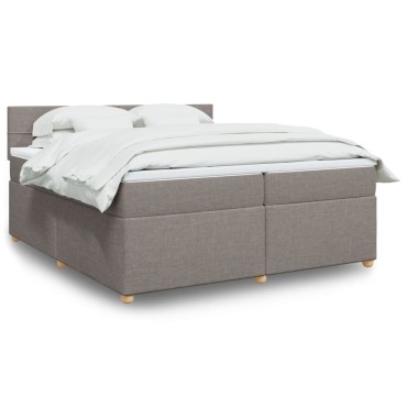 vidaXL Κρεβάτι Boxspring με Στρώμα Taupe 200x200cm Υφασμάτινο 1 τεμ. - Διπλό