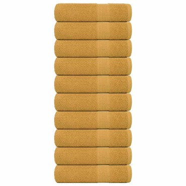 vidaXL Πετσέτες μπάνιου 10 Τεμ Χρυσή 100x150εκ. 360 γρ/μ² 100% Βαμβ.