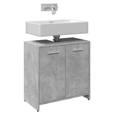 vidaXL Ντουλάπι Νιπτήρα Μπάνιου Μπετόν Γκρι 60x33x60cm Επεξ. Ξύλο 1 τεμ.